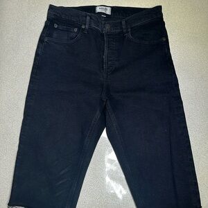 AGOLDE knee length black denim short